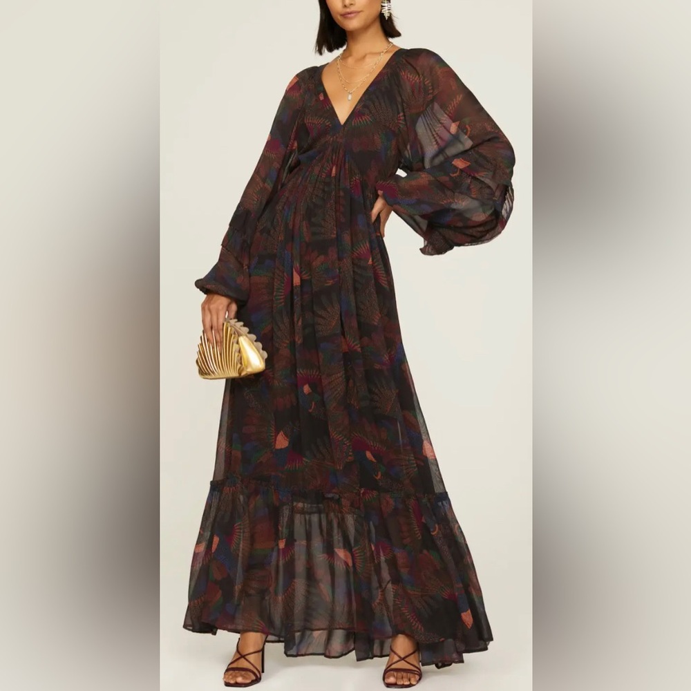 FARM Rio Borogodo Toucan Maxi Length Gown, sz S